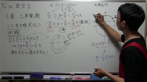 高校数学 解説動画 数学Ⅱ 3章 三角関数 三角方程式② 例題sinΘ Youtube