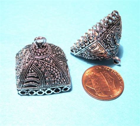 2pcs Of Antique Silver Extra Large Tassel Caps Cone Bead Caps Etsy Antique Silver Bead Caps