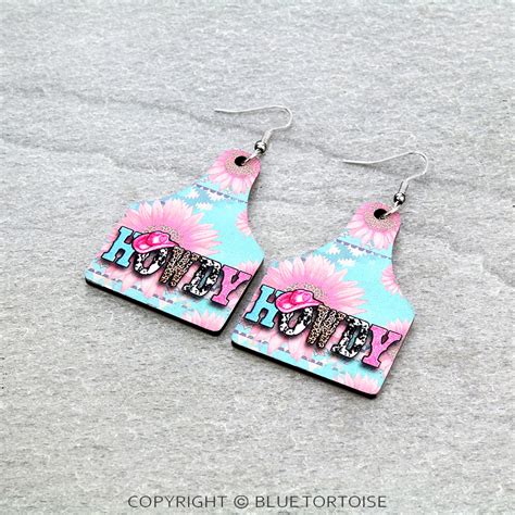 Western “howdy” Cattle Tag Wood Dangle Earrings Bluetortoisewholesale