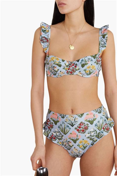 Agua By Agua Bendita Jengibre Ruffled Floral Print High Rise Bikini