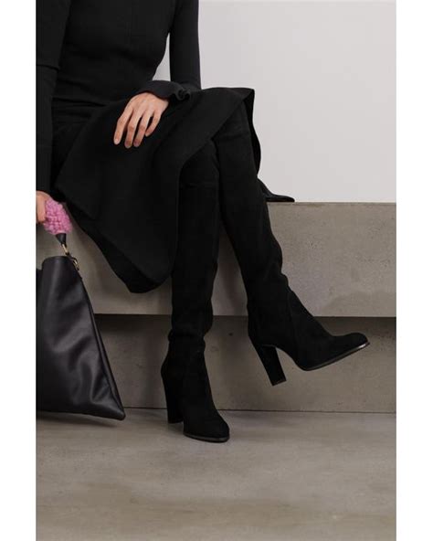 Stuart Weitzman Highland Suede Over The Knee Boots In Black Lyst