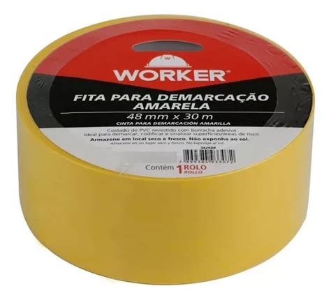 Fita Demarcação Solo Adesiva Amarela 48mm X 30m Worker