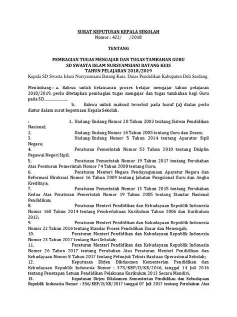 Sk Pembagian Tugas Pdf