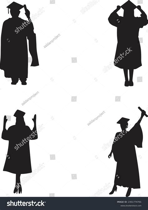 Student Graduation Silhouette Vector Set Stock Vector (Royalty Free ...