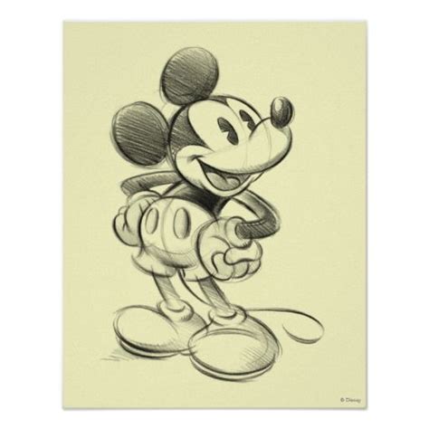 Classic Mickey Sketch Poster Disney Pics Mickey