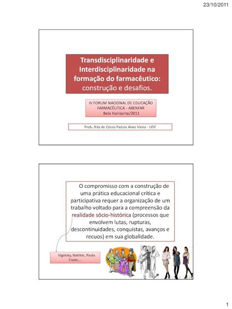 Pdf Transdisciplinaridade E Interdisciplinaridade Na Forma O