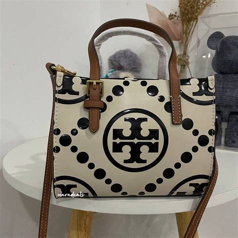 Tory Burch T Monogram Contrast Embossed Small Tote Women S Fashion