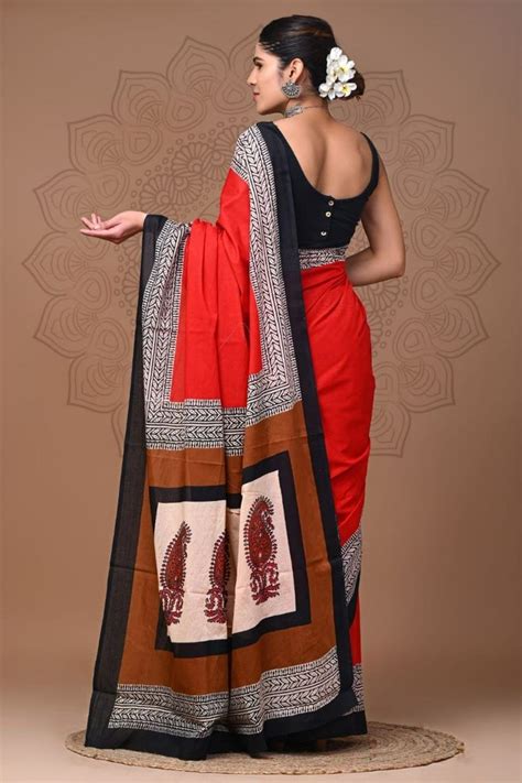 Bagru Hand Block Printed Cotton Mul Mul Saree At Rs Piece Bagru