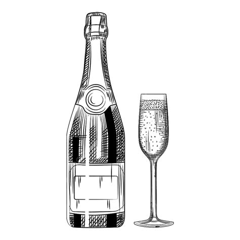 Black And White Champagne Bottle Clipart