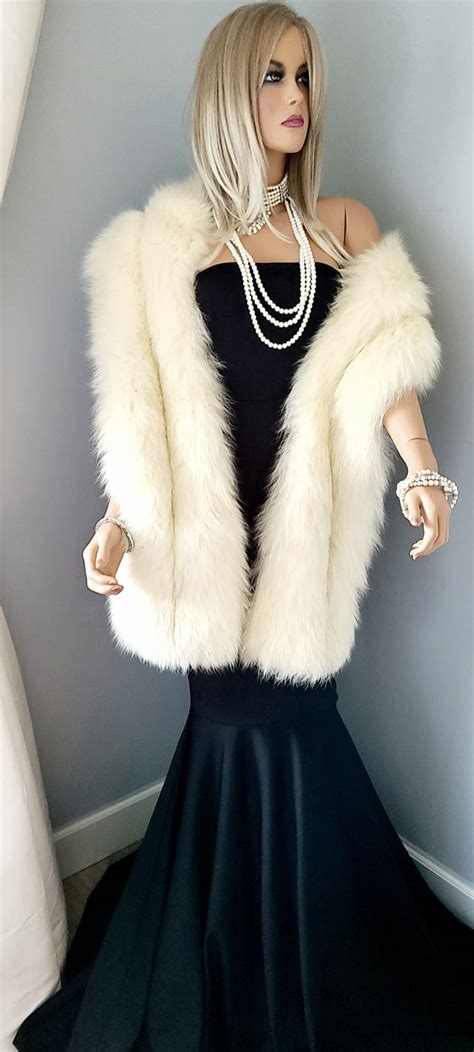 Luxury Vintage Fox Fur Stole Real Fur Arctic Fox Fur Fling White Fur