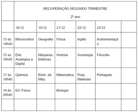 Aten O Integrados Calend Rio De Recupera O Trimestre Instituto