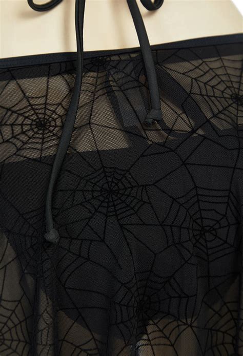 Pretty Crawler Gothic Swimsuit Gothic Swimwear Spider Web Swimwear Set Top Quality Bikini