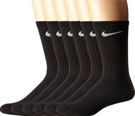 Nike Performance Cotton Cushioned Crew Socks 6 Pairs Black Large