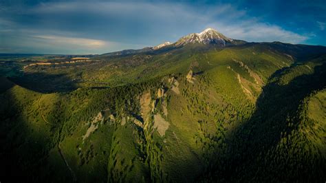 Spanish Peaks and Moon - Drone Photography