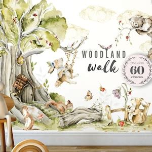 Woodland Animal Wall Decals, Woodland Nursery Decor - Etsy