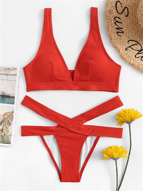 Plain Bikini Set Shein Sheinside Bikinis Plain Bikini Bikini Set