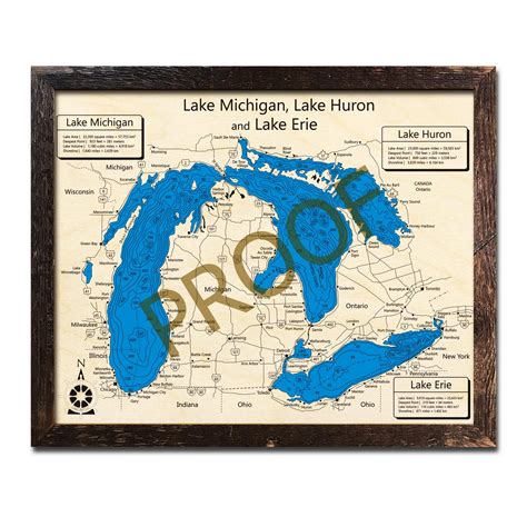 Indian Lake Oh D Wood Map Laser Etched Nautical Decor