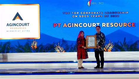 Raih 8 Penghargaan Dari ISDA PT Agincourt Resources Mewakili