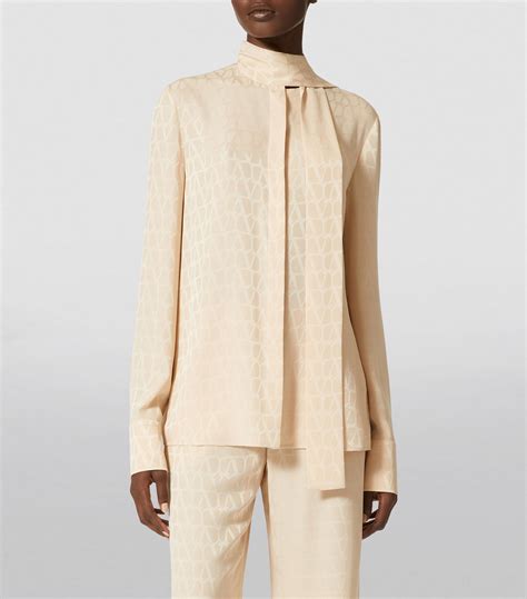 Valentino Garavani Silk Jacquard Pussy Bow Shirt Harrods Us