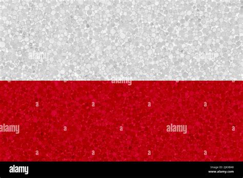 Poland Flag On Styrofoam Texture National Flag Painted On The Surface