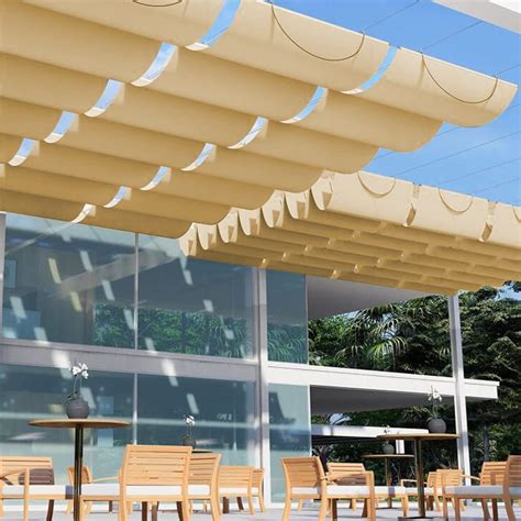 Buy Lxbamkea Outdoor Sun Shade Sail Retractable Wave Canopy Pergola