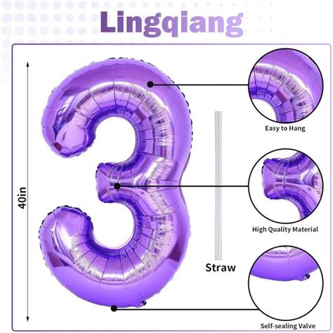 Ballons Violets En Forme De Chiffre 30 101 6 Cm En Feuille Mylar