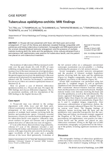 Pdf Tuberculous Epididymo Orchitis Mri Findings Athina Tsili