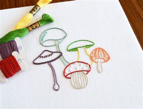 Woodland Mushrooms Embroidery Pattern A Design From The Forest For