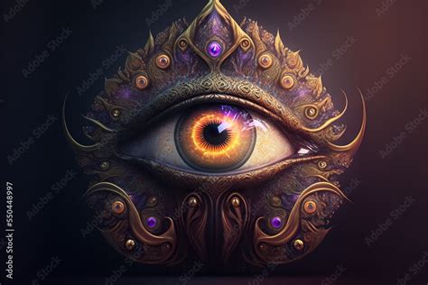 Isolated ornate eye art. Pineal gland third eye concept. Stock ...