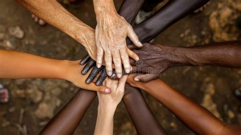 People Of Different Races And Ethnicities Raising Their Hands In The