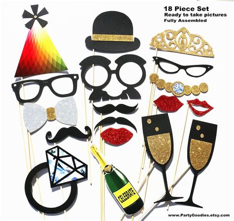 Photobooth Props Photo Booth Props 18 Piece Glitter Set Etsy