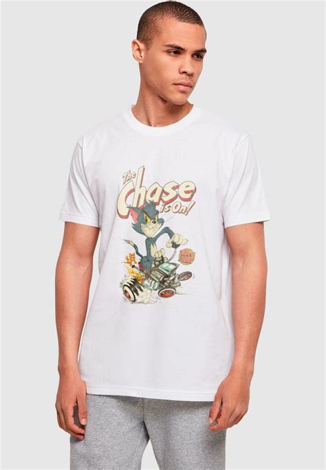 Absolute Cult Tom And Jerry The Chase Is On T Shirt Imprimé White