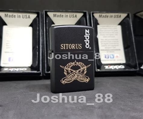 Jual Zippo Korek Api Custom Ukir Logo Infanteri Tni Ad Black Matte Bisa