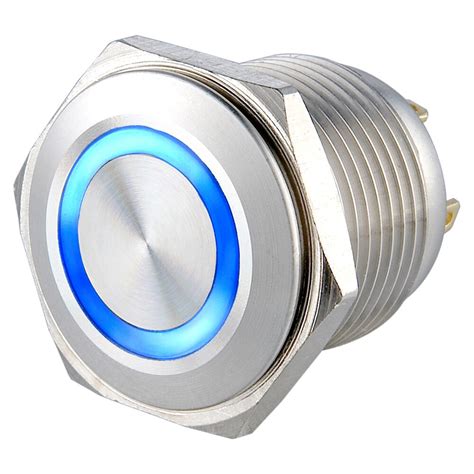 Stainless Steel 16mm Short Body LED Momentary NO Ring Illuminated Push