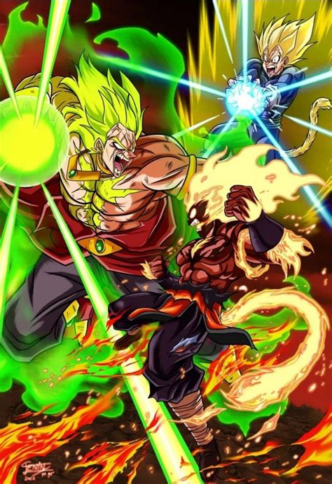 Goku Savior From Heaven Y Vegeta Ssj 1 Vs Broly Dragones Wallpaper