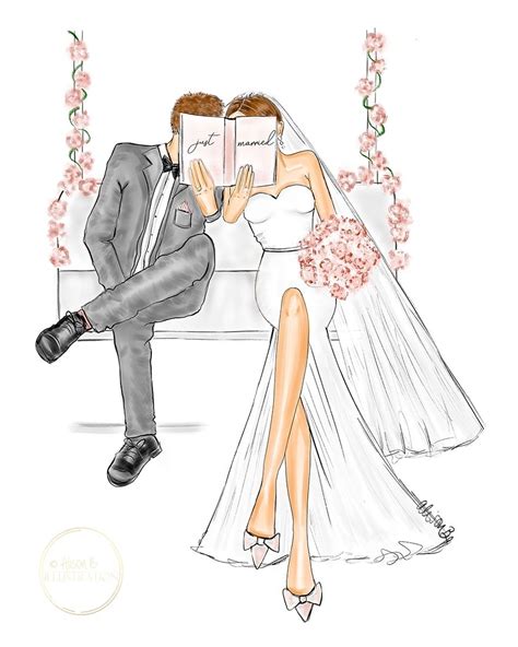 Wedding Couple Art By Alison B Illustration Исскуство пара Свадебная