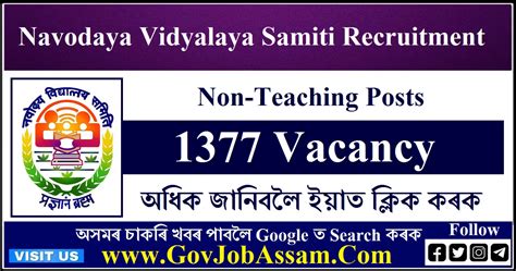 Navodaya Vidyalaya Samiti Recruitment 2024 1377 Non Teaching Vacancy