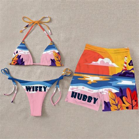 Summer His And Hers Matching Swimwear Printed Womens Swimsuits Bikini His And Hers Matching