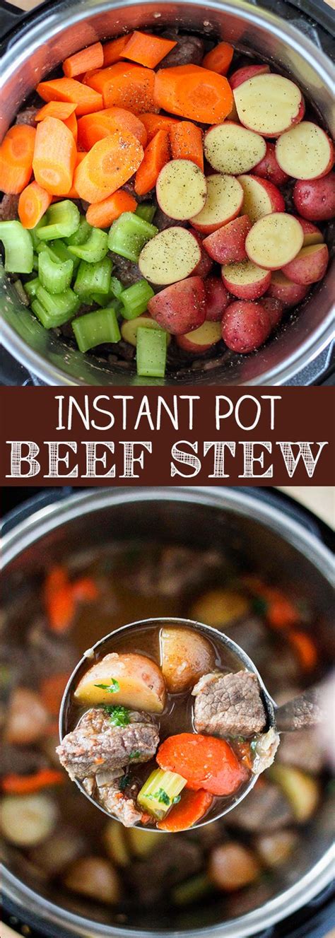 Instant Pot Beef Stew With Carrots Potatoes And Celery In The Slow Cooker