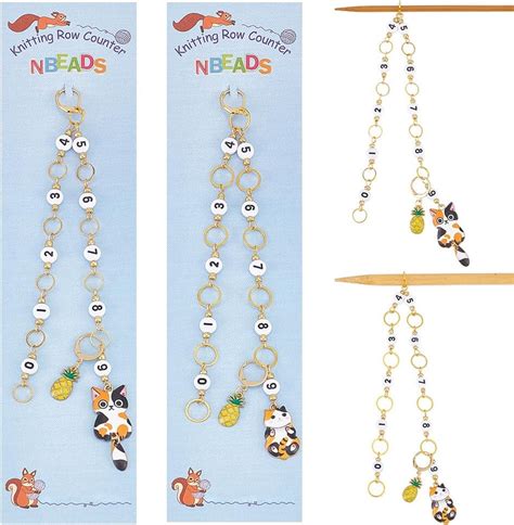 Amazon NBEADS 2 Pcs Enamel Cat Knitting Row Counter Chains Number