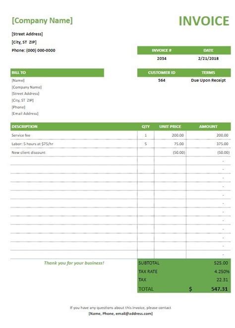 Free Blank Invoice Templates Word Excel Pdf