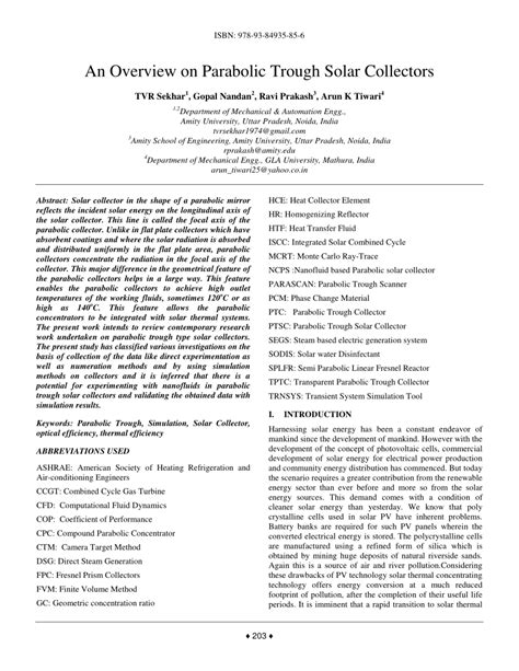 (PDF) An Overview on Parabolic Trough Solar Collector