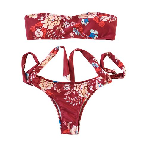 Customized Designer Red Strapless Bikini