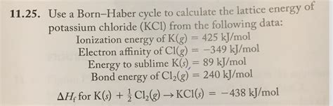 Solved Use the Born-Haber cycle to calculate the lattice | Chegg.com