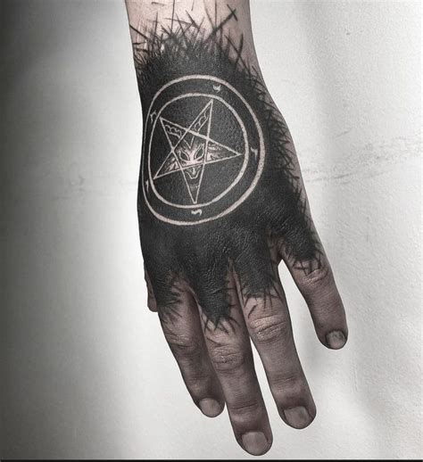 Black Pentagram Tattoo on Palm - Best Tattoo Ideas Gallery