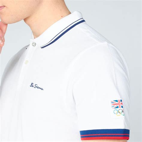 Ben Sherman Team Gb Mod Signature Tipped Polo Top White