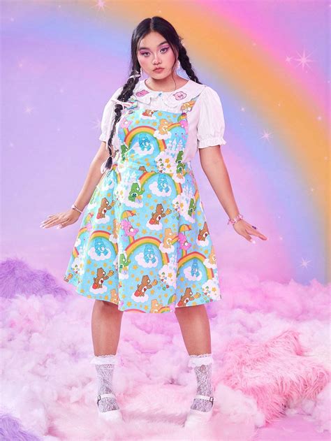 ROMWE X Care Bears Talla grande Vestido overol de arcoíris con