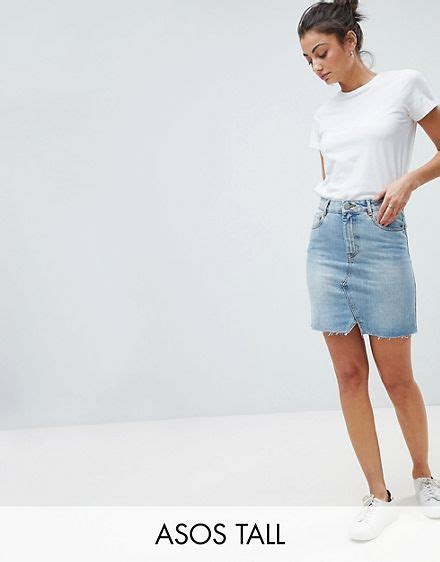 ASOS DESIGN Tall Denim Pelmet Skirt In Lightwash Blue Denim Skirt