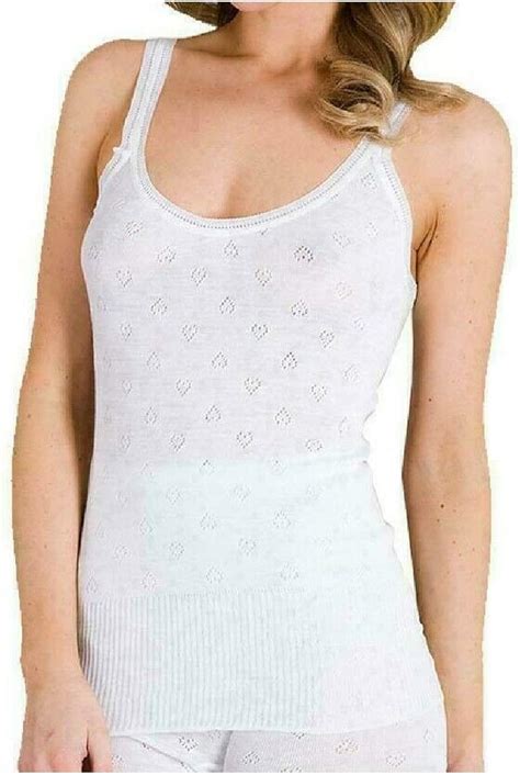 Ladies French Neck White Thermal Lace Winter Vest Sleeveless Womens