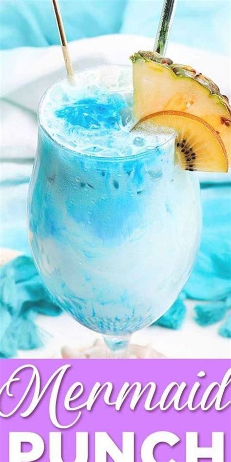 Mermaid Rum Punch Is An Ocean Blue Tropical Drink Recipe With Frozen Lemonade Coconut Rum And